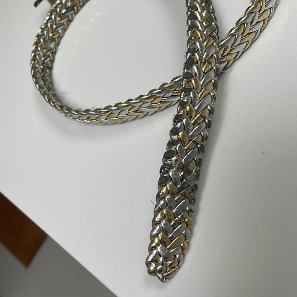 VTG Gold and silver tone braided leather belt (25 in) - Picture 4 of 7